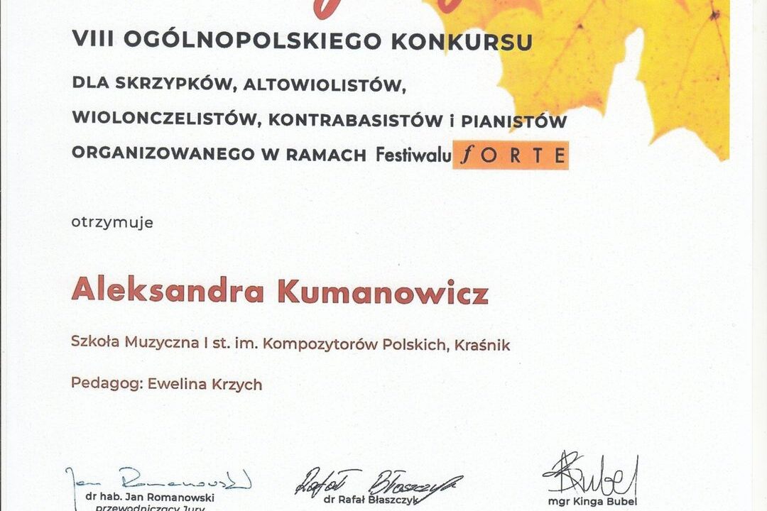 Wielkie gratulacje dla Aleksandra Kumanowicz!